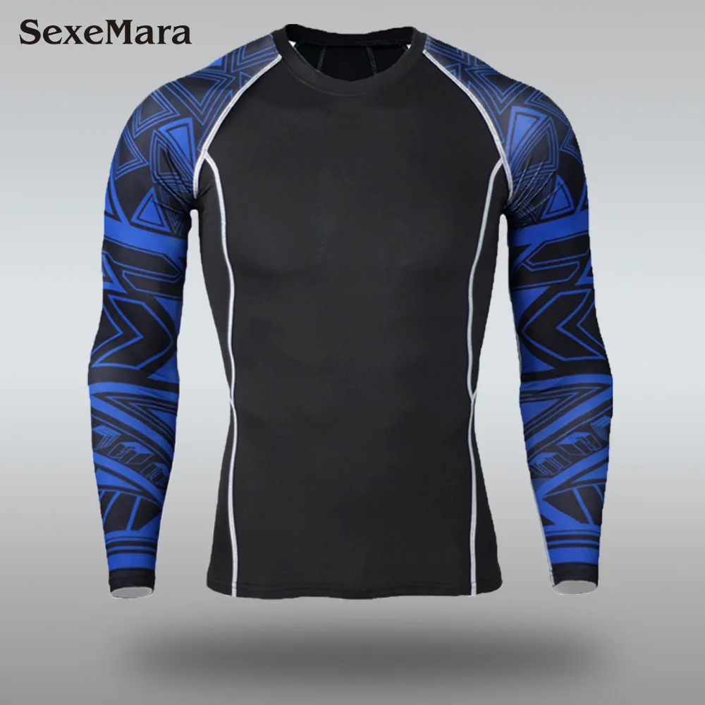 Only T-shirt Мужские кальсоны, костюм, компрессионное термобелье для мужчин, колготки для фитнеса, набор для бега, спортивный Рашгард, для спортзала, для велоспорта, спортивная одежда - Цвет: Only T-shirt