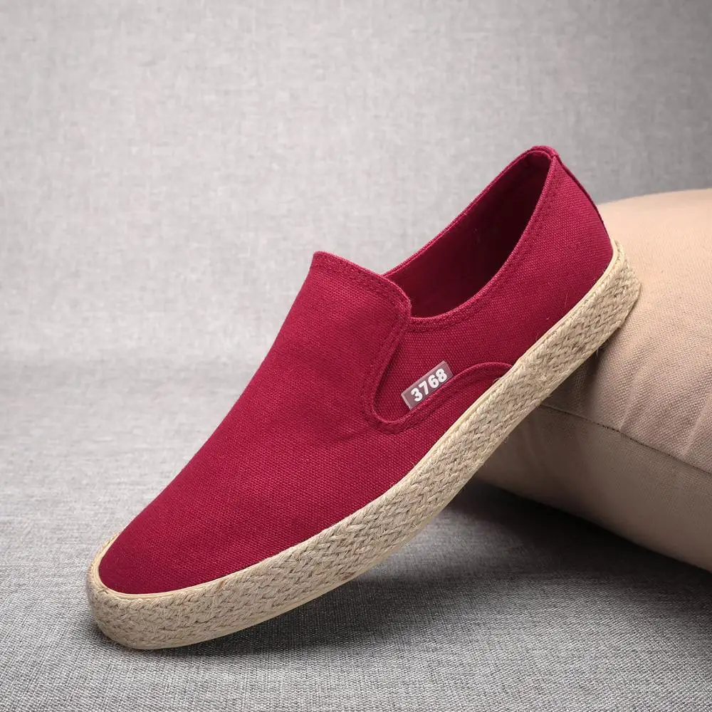 

dropship 2020 hot Men casual canvas shoes woven straw Shoes Men Sneakers Fashion flats Men slip ons footwear 2h46