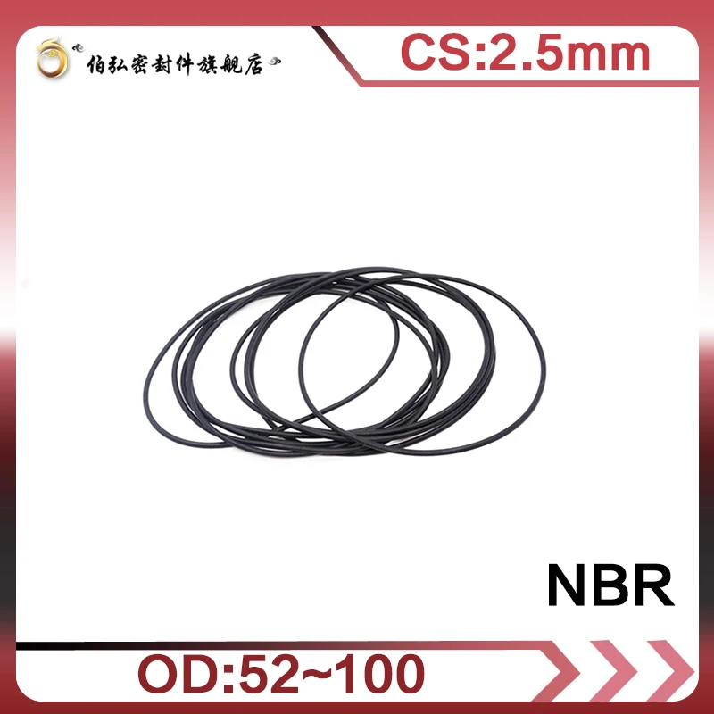 

Nitrile Rubber O-Ring 10PCS/lot Black NBR Sealing CS2.5mm OD52/55/60/62/65/70/75/80/85/90/95/100mm O-Ring Seal Gasket Ring
