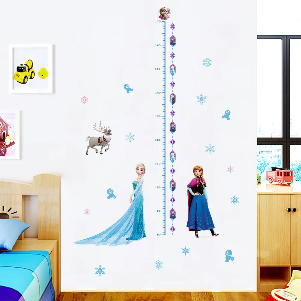 Cartoon Frozen Elsa Anna Princess Wall Sticker For Kids Room Bedroom Decoration Nursery Home Decor Decals Vinyl Mural DIY Poster images - 6