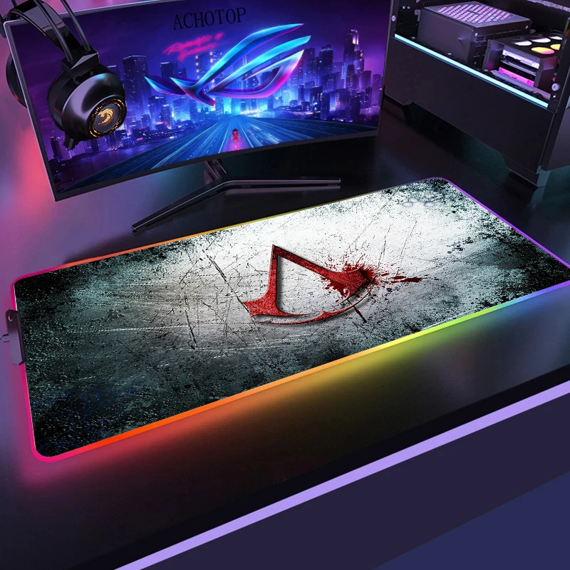 

Assassin's creed Gaming Mouse Pad Large Anime Mousepad RGB Computer Mouse Pad Gamer Mause Pad LED Backlit Mat Keyboard Desk Mat