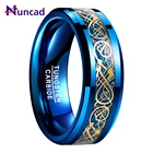 Мужское кольцо NUNCAD 8 мм кельтский Дракон карбид вольфрама обручальное кольцо синий черный углеродное волокно обручальное мужское кольцо Размер 5-14