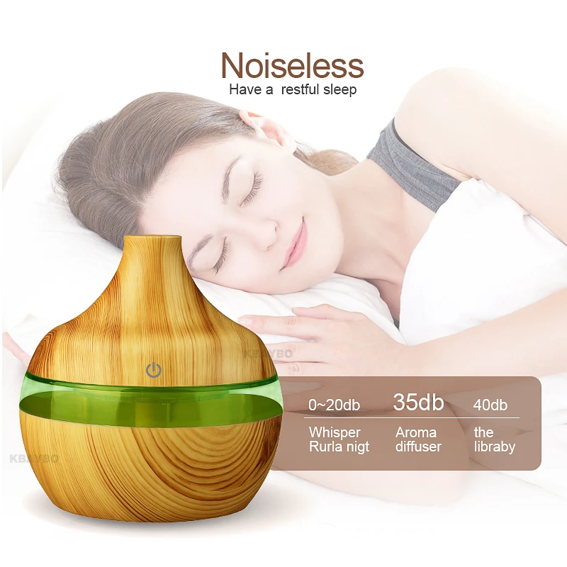 

KBAYBO 300ml Aroma air Humidifier Aromatherapy Wood Grain 7 Color LED Lights Electric Aromatherapy Essential Oil Aroma Diffuser