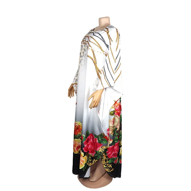 Длина 145 см Новая африканская женская одежда Дашики Леопардовый принт V образный