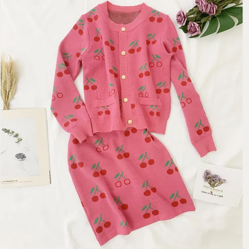 Женский комплект из двух предметов трикотажный однобортный Кардиган золотого