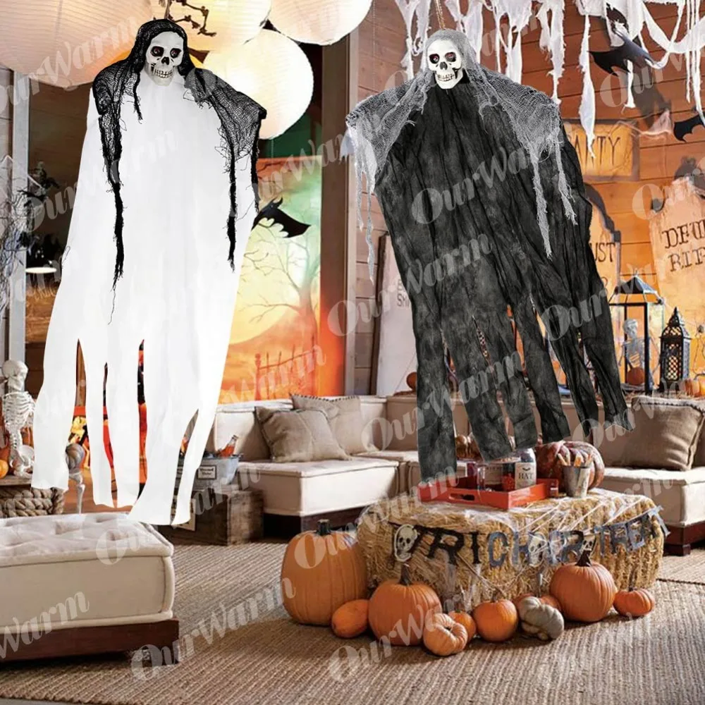 OurWarm 90 см хэллоуин подвесной Призрак для дома с привидениями висячие Grim Reaper Ужасы реквизит домашняя Дверь бар клуб Хэллоуин украшения