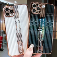luxury plating stripe phone cases for iphone 12 mini 11 pro max xs x xr xs max 7 8 plus se2020 soft fashion cover capa funda