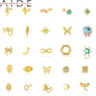 Серьги-гвоздики с перфорированным хрящевым покрытием женские, геометрические серьги неправильной формы в виде животных, 925 пробы, 1 шт.