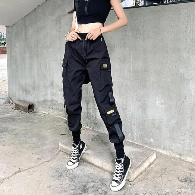 

QWEEK Cargo Harem Pants Women Harajuku Japanese Streetwear Joggers Pants Women Plus Size Casual Sweatpants Loose Pants Fashion