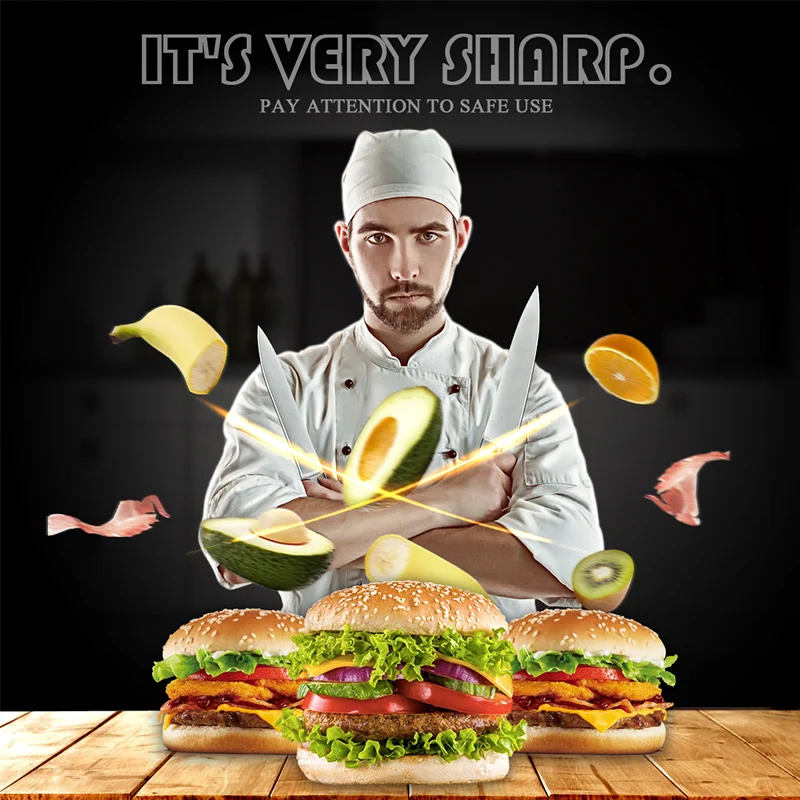 Набор ножей для повара из высокоуглеродистой нержавеющей стали в японском стиле