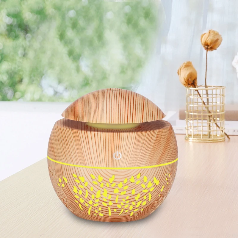 

USB Humidifier Aroma Essential Oil Diffuser Mist Air Purifier Single Room Humidifiers Wood Grain