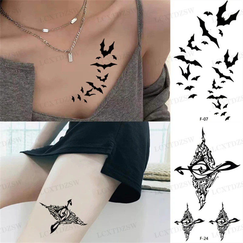 

Temporary Tattoo Stickers Men Women's Waterproof Bat Wolf Neck Arm Tattoo Art Body Painting One-Time Flash Sexy Fake Tattoo