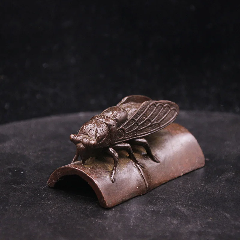 Античный чай из чистой меди золотое украшение для домашних животных Цикада