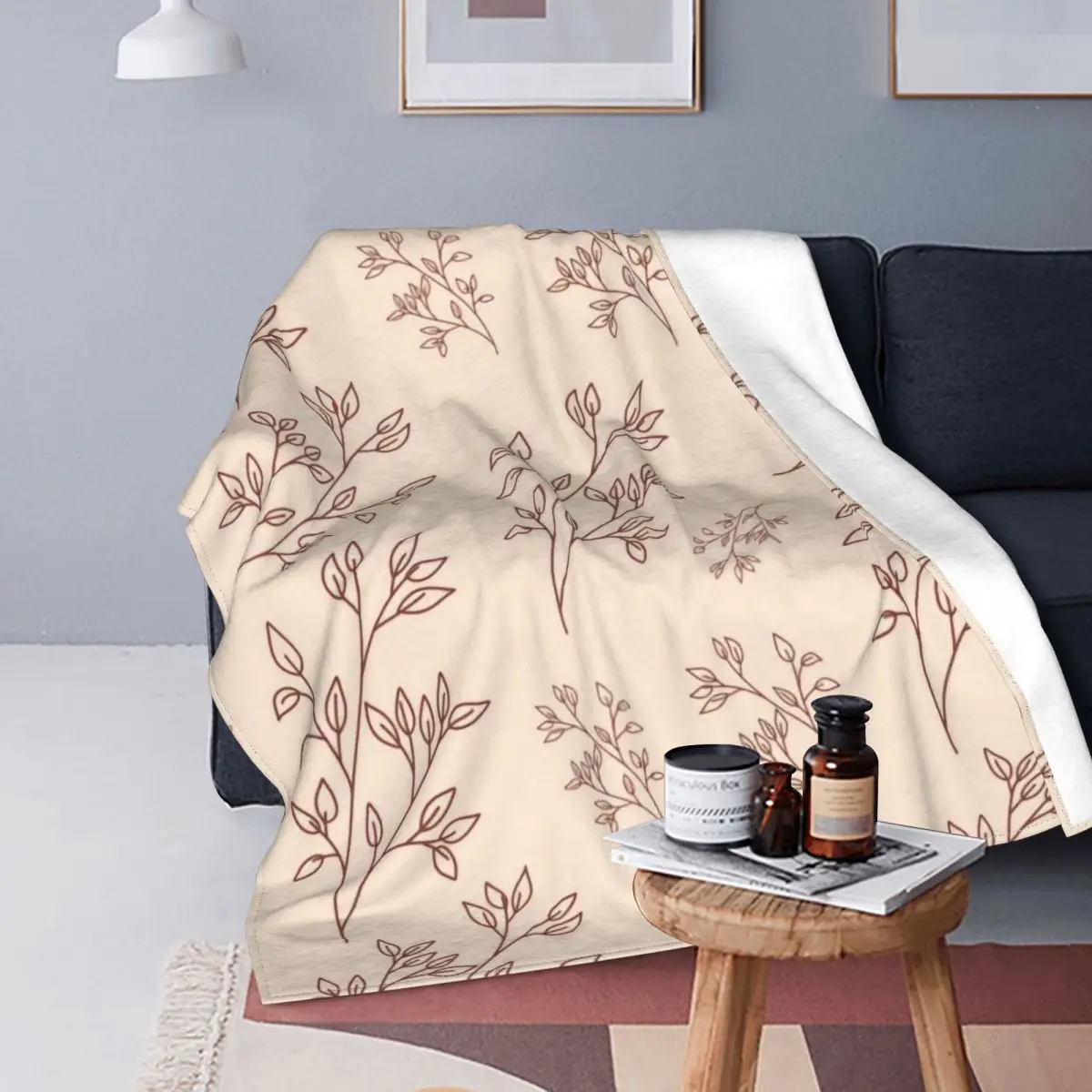 

Rose Flower Plant Blanket Plaid Printed Stitch Warm Breathable Flannel Throw Blankets For Bedding Office