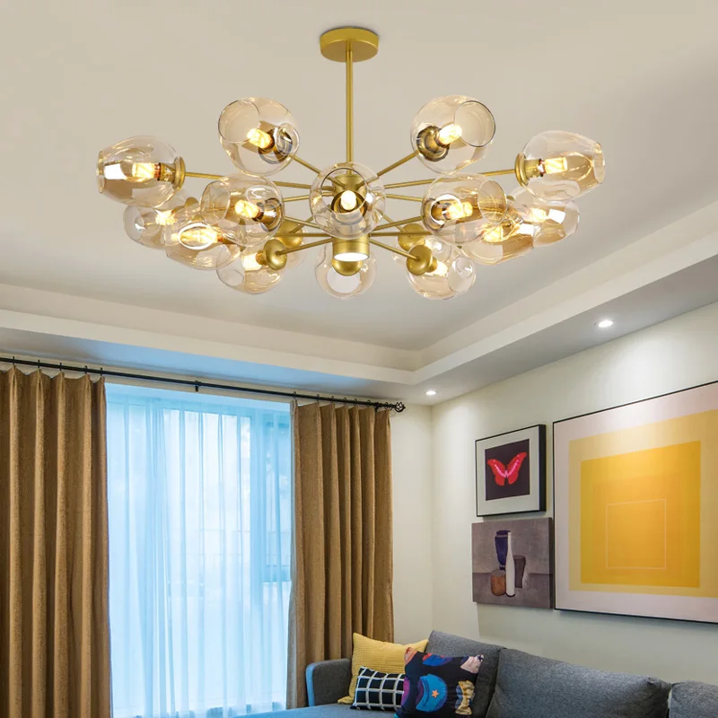 

Nordic Transparent Glass Chandelier Modern Minimalist Dining Room Bar Cafe Chandelier Lighting Ball LED Chandelier Hanging Lamp