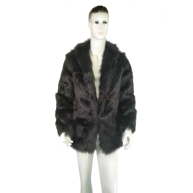 Зимняя мужская куртка с воротником стойкой из искусственного меха норки плотная