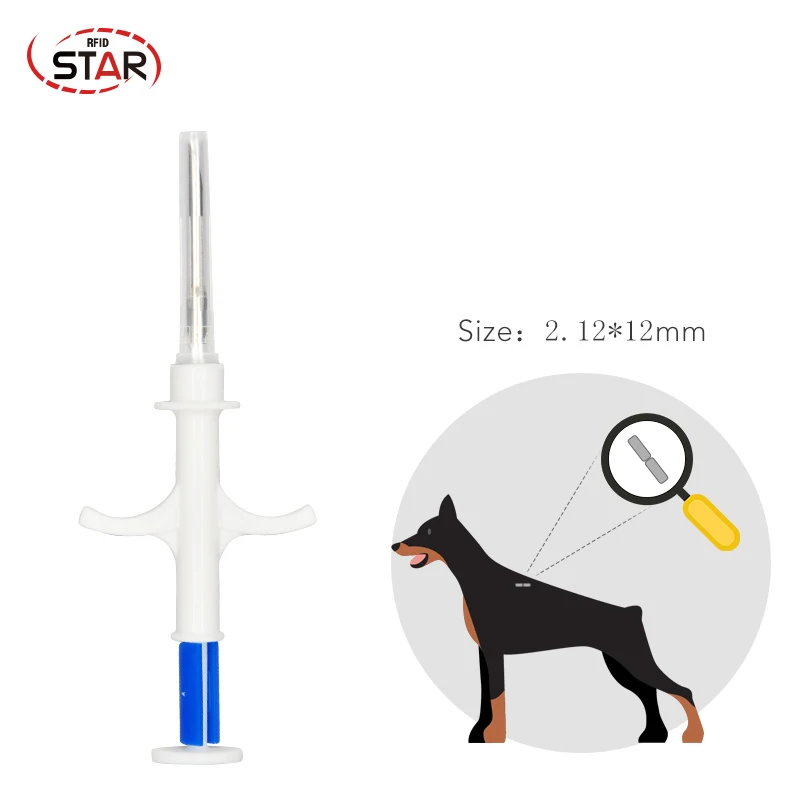 90pcsUniversalTag for animal tracking/identification Pet syringe ISO11784/11785 FDX-A 2.12X12mm 125 kHz RFID Microchip Syringe |