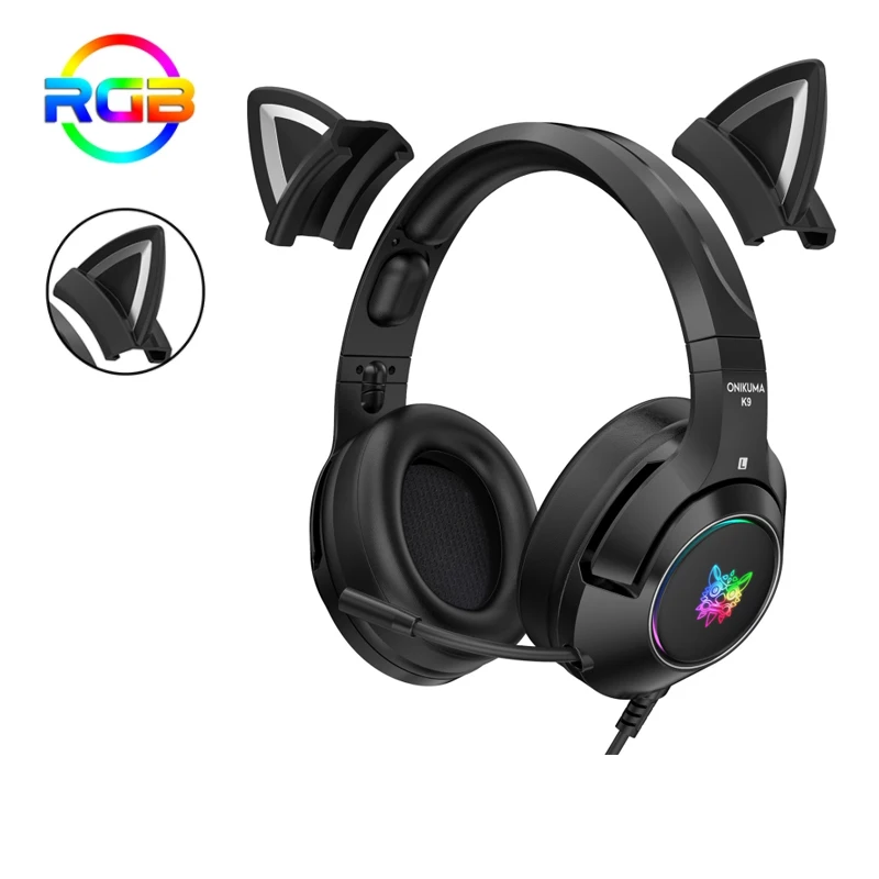 

Милая женская игровая гарнитура K9 в виде кошачьих ушей розового/черного цветов с микрофоном, Enc, шумоподавление, Hifi стерео, 7,1 каналов, Rgb, про...