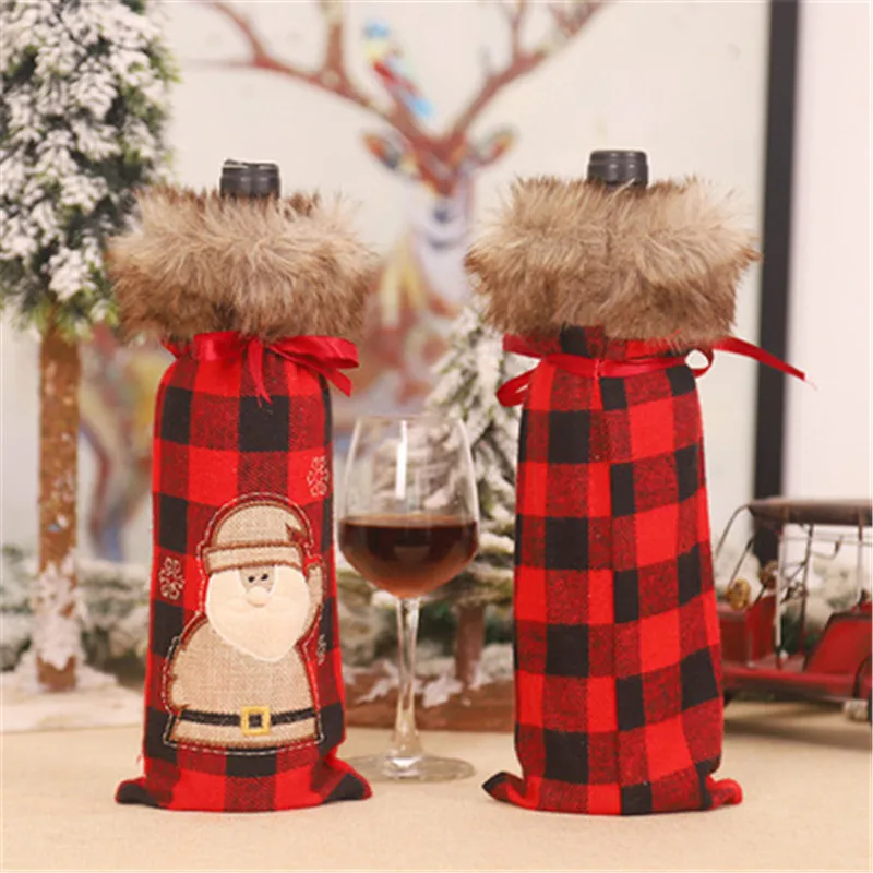 

Christmas Santa Claus Decoration Wine Bottle Decoration Champagne Bottle Decoration Bag Family Tanal's Red Christmas Table Deco