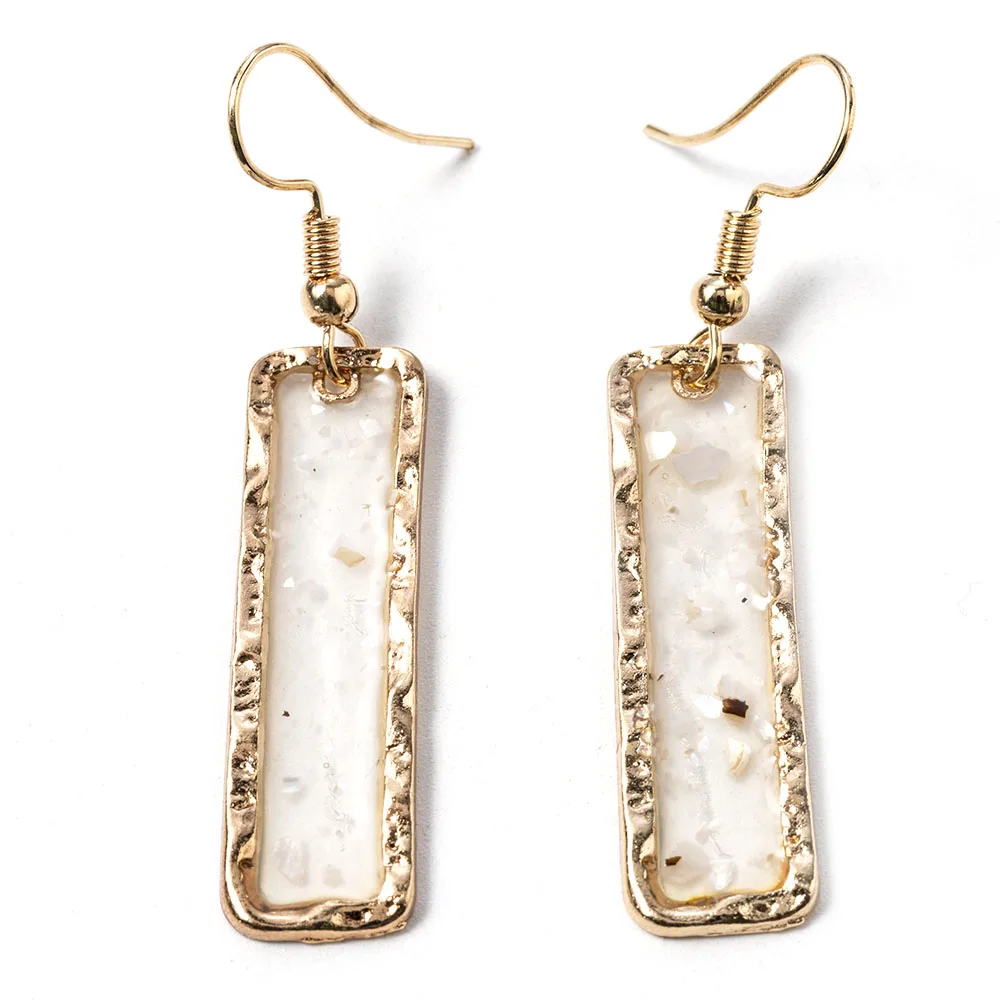 

Retro Temperament Drop Dangle Earrings Statement Crystal Gravel Rectangular Shell Earring Jewelry for Women 2020 New Fashion