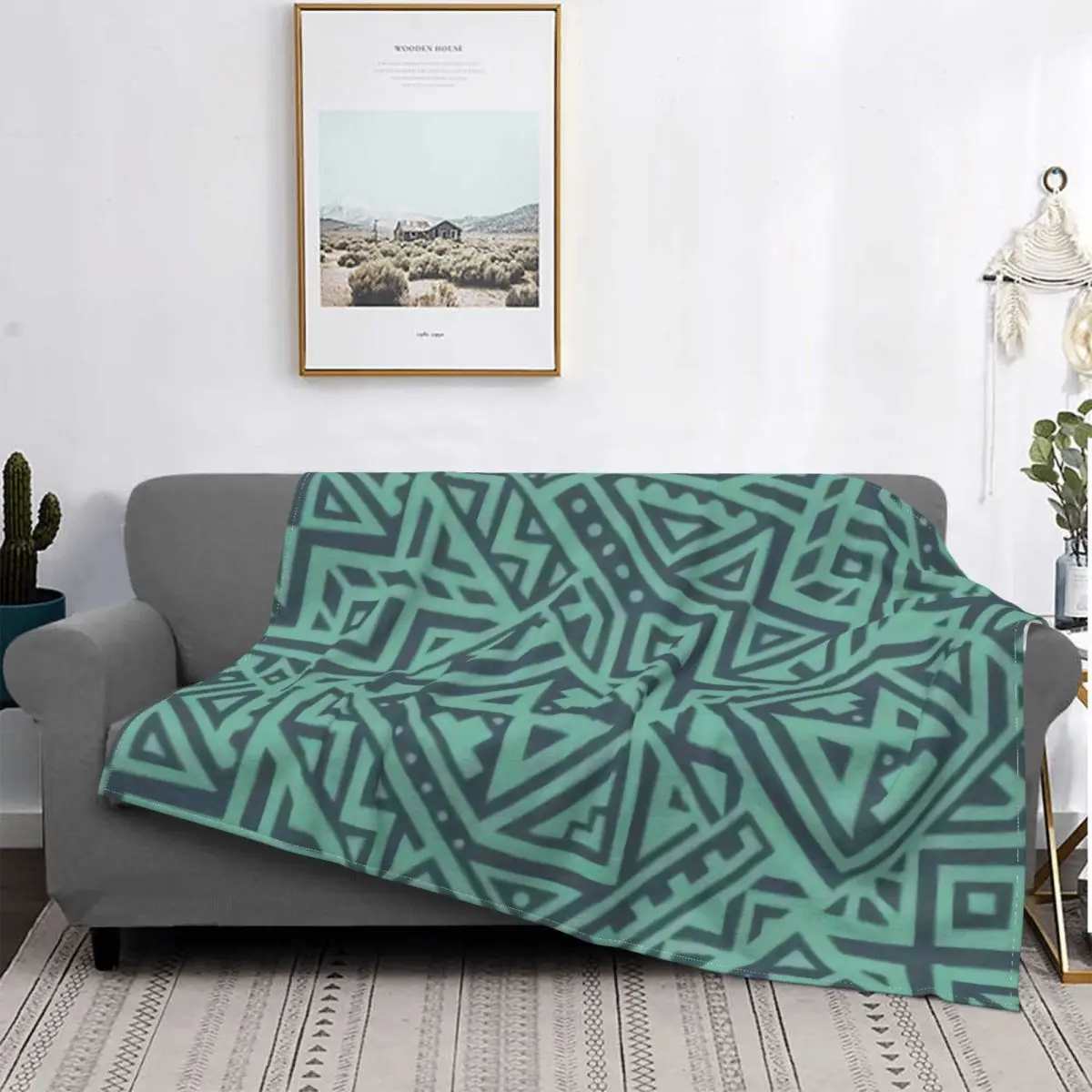 

Manta de franela portátil de algodón con estampado abstracto, manta geométrica para ropa de cama fina, envío gratis