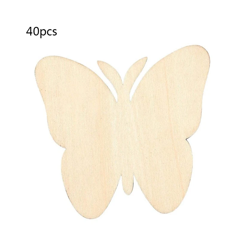 

20/40pcs Natural Wooden Butterfly Shaped Blank Slices Unfinished Cutout DIY Painting Tags for Wedding Decorations