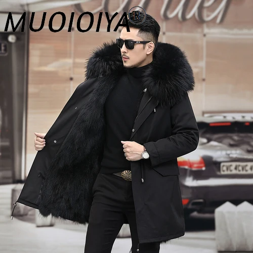 

MUOIOYIA High-end Hooded Men's Fur Parkas Raccoon Fur Collar Warm Thick Coats Real Fox Fur Liner Jackets Casaco Masculino Gmm451