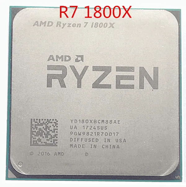 Процессор AMD Ryzen R7 1800X, процессор, 8 ядер, 16 потоков, AM4, 3,6 ГГц, TDP, 95 Вт, 20 МБ, 14 нм, DDR4, настольный компьютер