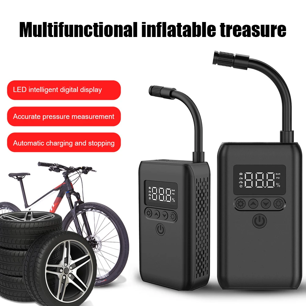 

USB Type-C Car Air Compressor Inflatable Pump With LED Lamp For Motorcycle Bicycle Car Tyre Inflator Wireless Electric Air Pump