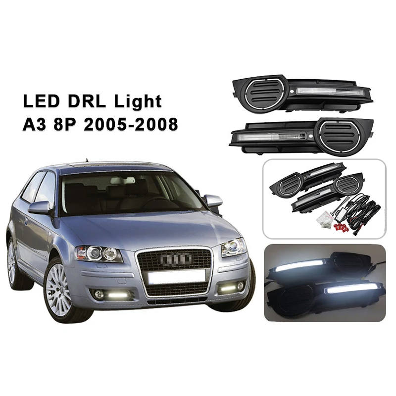 Функция DRL для Audi A3 8P 2005-2008 2006-2007 безошибочный светодиодный светильник дневного