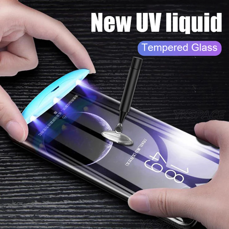 

UV Liquid Full Glue Tempered Glass For OnePlus 7 7T 8 9 10 Pro 11 11R Ace 2 One Plus Case Friendly Screen Protector Cover Film