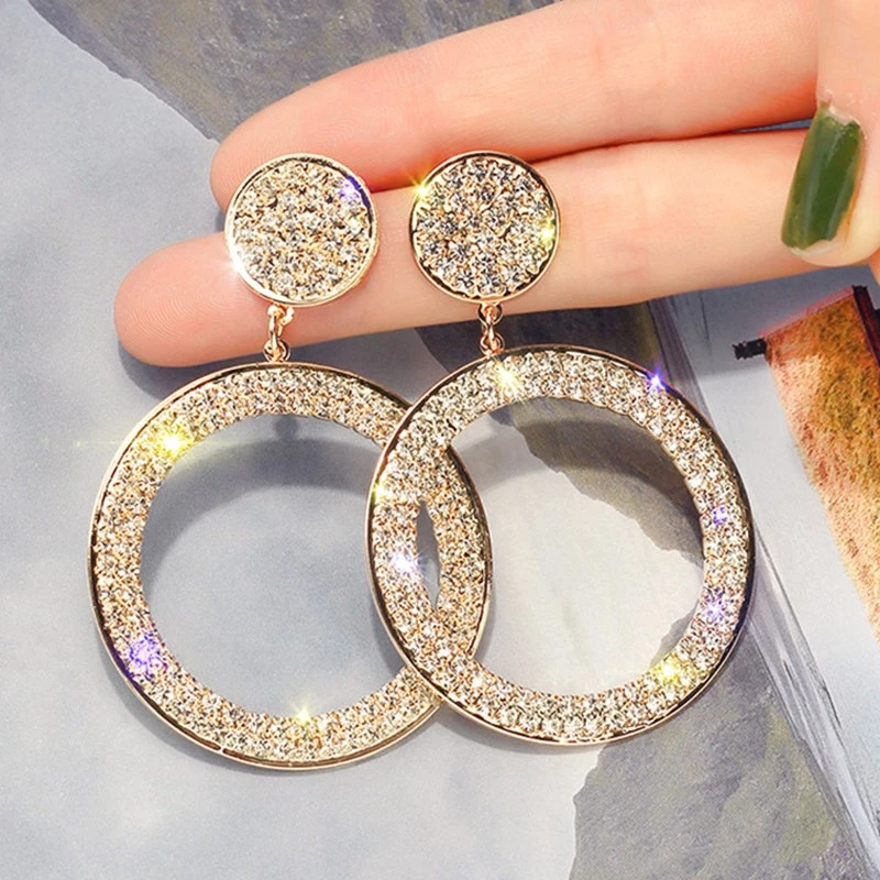 Модные геометрические серьги с кристаллами для женщин модные квадратные круглые