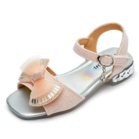 dress girl summer shoes 2021 for kids rhinestone bow princess little girl wedges sandal children shoes 3 5 7 8 9 10 11 12 years