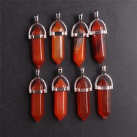 wholesale natural stone carnelian column pendant 24pcs for making jewelry charm healing point necklace pendant free shipping