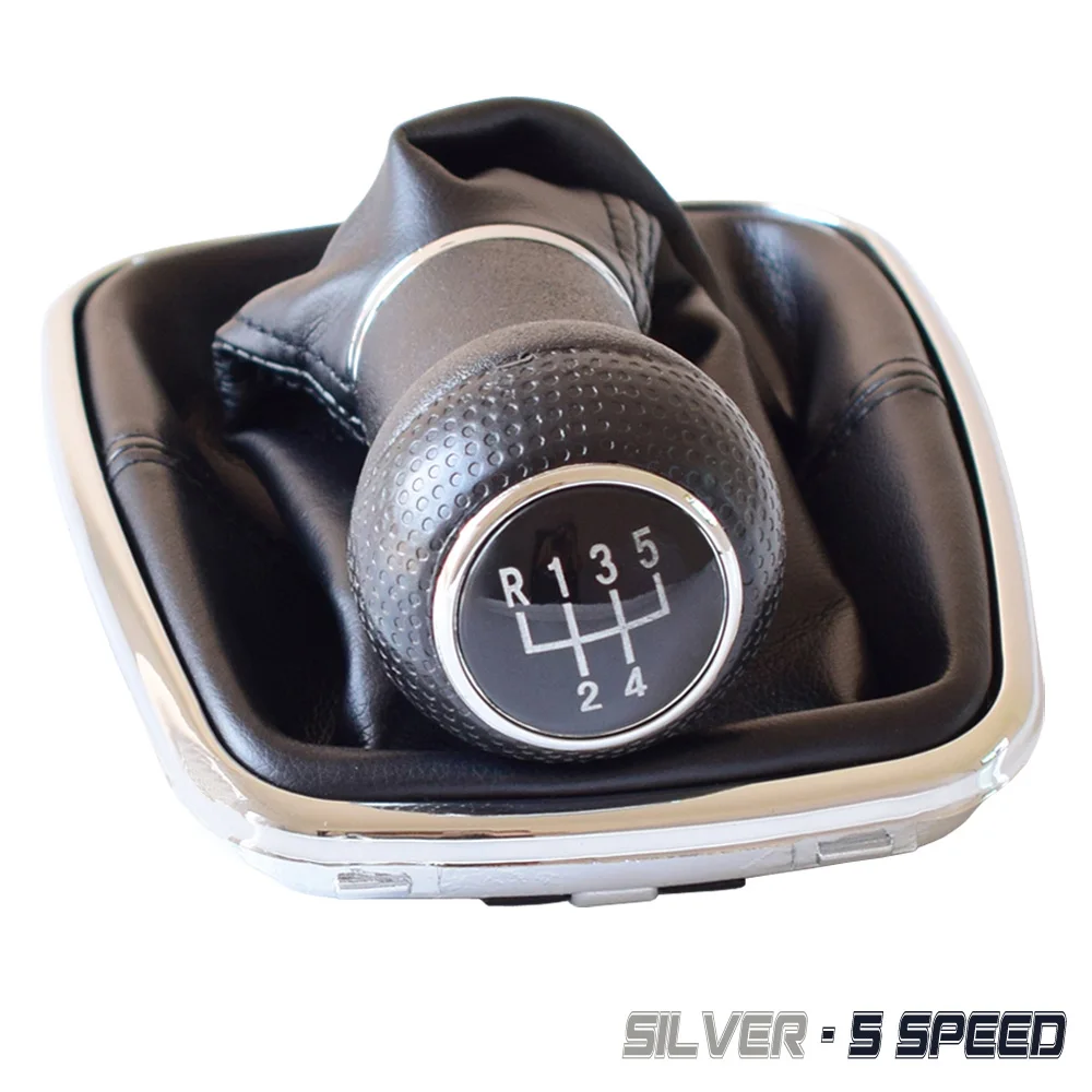 Silver-5Speed 12 мм 5/6 скоростная Автомобильная ручная ручка переключения передач, рычаг переключения передач, кожаный чехол для Volkswagen VW 1999-04 MK4 IV GTI R32 Bora Jetta - Название цвета: Silver-5Speed