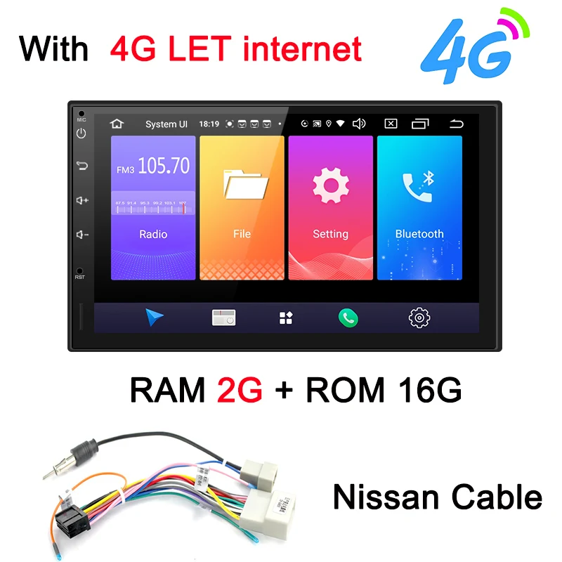 Nissan Cable 4G LTE Автомобильный мультимедийный плеер AUTOTOP 2 Din Android 9,0 ", автомобильный DVD gps для Nissan, Toyota, Volkswagen, Mazda, BYD, Kia, VW, peugeot, Lada, стерео - Цвет: Nissan Cable 4G LTE