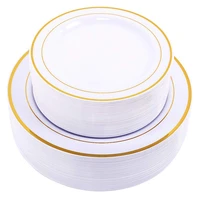 10pcs plastic golden disposable plate golden tableware 7 5 inch 10 25 inch plastic plate banquet wedding birthday party supply