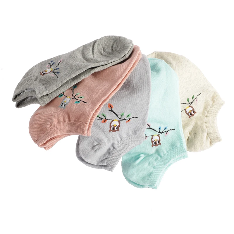

1 Pairs Socks Women Ins Fashion Solid Color Wooden Ear Cotton Bow Pearl Candy-Colored Women Socks Cute Owl Socks