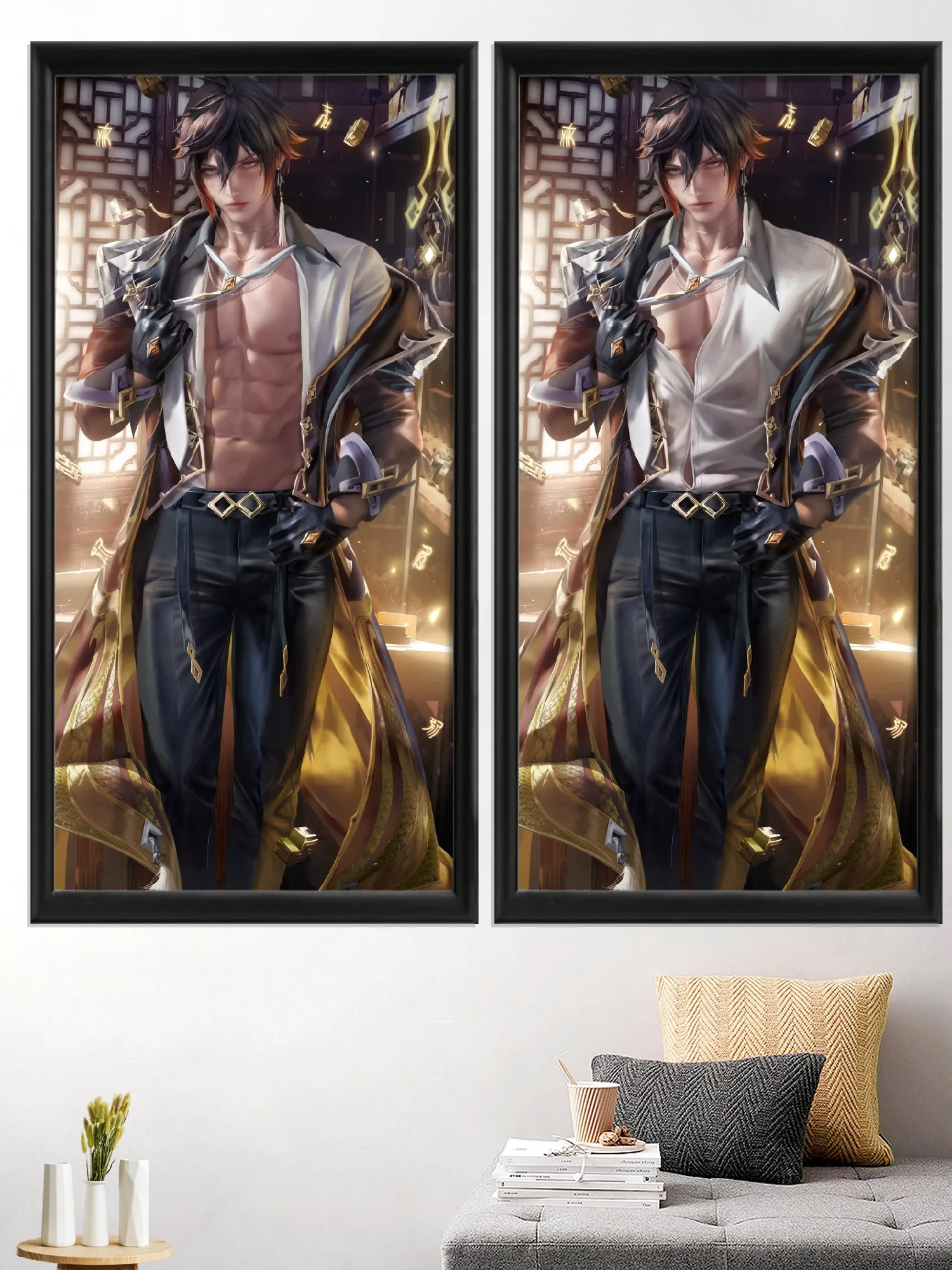 

Sexy Nude Genshin Impact Childe Zhongli Handsome Anime Game Art-Poster Silk Picture Decoration Living-Bedroom Custom