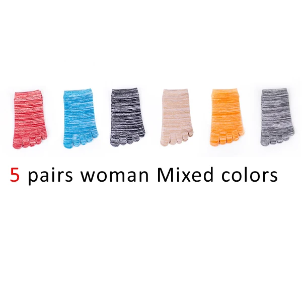 woman Mixed colors WHLYZ YW 5 пар/лот, носки с пятью пальцами для женщин и мужчин, цветные хлопковые носки с пальцами, носки, calcetines hombre, горячая распродажа, для пар - Цвет: woman Mixed colors