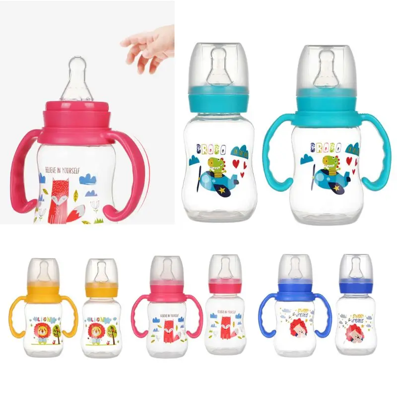 

80ml/120ml/240ml/320ml Baby Newborn Nursing Nipple Bottle Silicone Pacifier Milk Water Feeding cute cartoon mini baby bottle