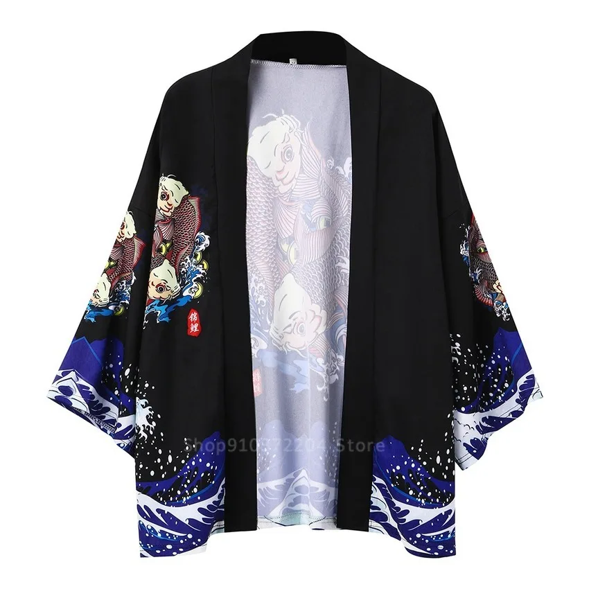 

Japanese Clothing Kimono Man Cardigan Haori Samurai Jacket Karate Streetwear Shirt Loose Style Kimono Men Haori Yukata for Male