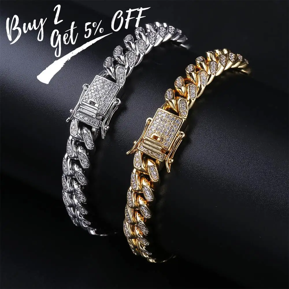 TOPGRILLZ 10 мм Майами кубинская цепочка браслет медный Золотой Серебряный Цвет