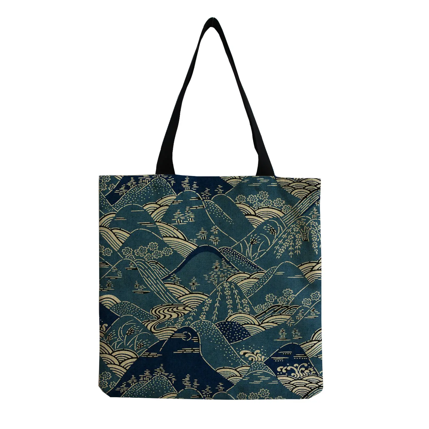 

Сумка женская льняная с принтом, Стильная вместительная Экологически чистая Сумочка для покупок в китайском стиле