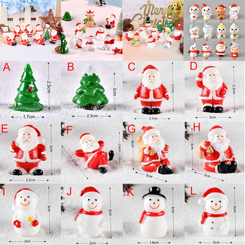 

1Pc Christmas Decoration Miniature Santa Claus Snowman Deer Fairy Miniatures Figurines Resin Home Decoration Multi Styles