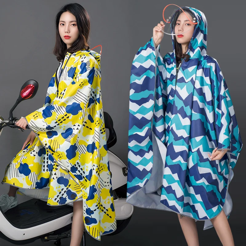 Женский плащ дождевик длинный пончо с капюшоном непромокаемый для
