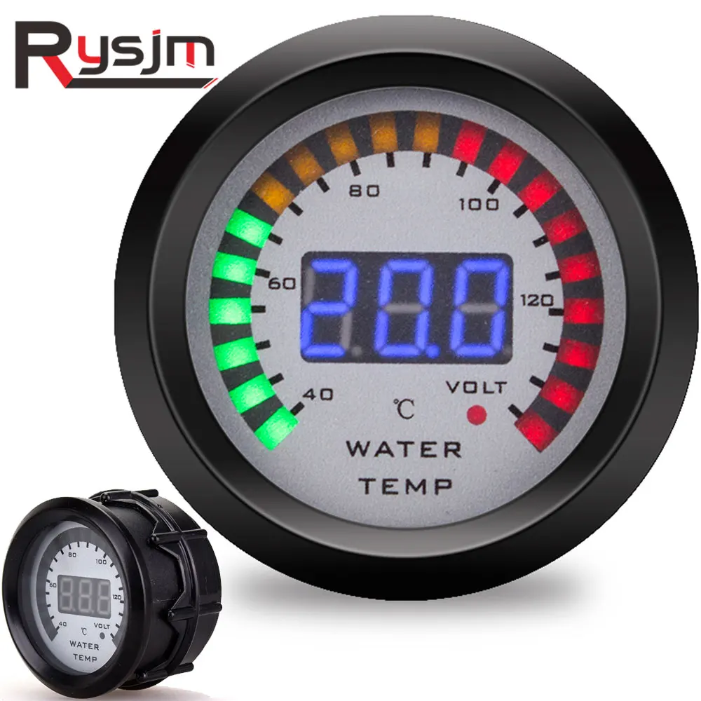 Автомобильный измеритель температуры воды 2 &quot52 мм + вольтметр в 1 светодиодный с