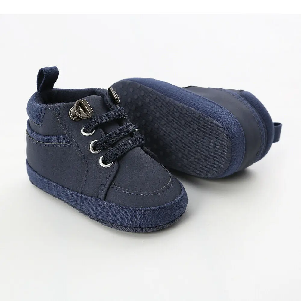 Dark blue 2 Детские первые ходунки 0-18 м детская обувь мальчик девочка новорожденный мягкая подошва s Кожа Детская кроватка мягкая подошва обувь ПВХ кроссовки - Цвет: Dark blue 2