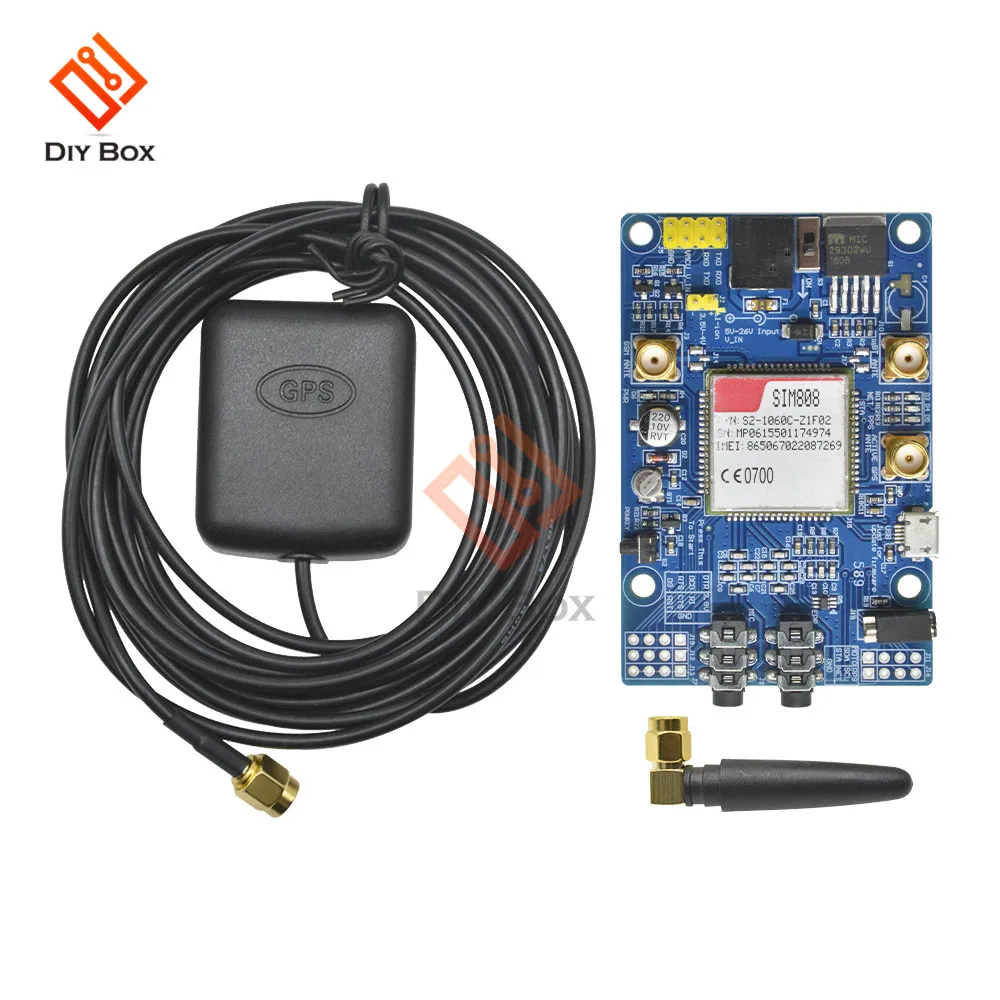 SIM808 модуль GSM GPRS gps макетная плата IPX SMA с gps антенной для Arduino Raspberry Pi Поддержка 2G 3g 4G sim-карта