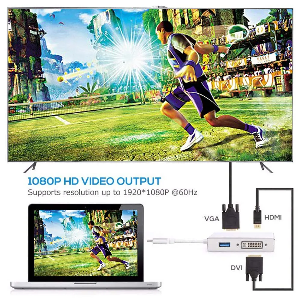 4 in 1 Adapter Type-C to HDMI VGAS DVI USB3.0 Multi-port Converter LFX-ING | Компьютеры и офис